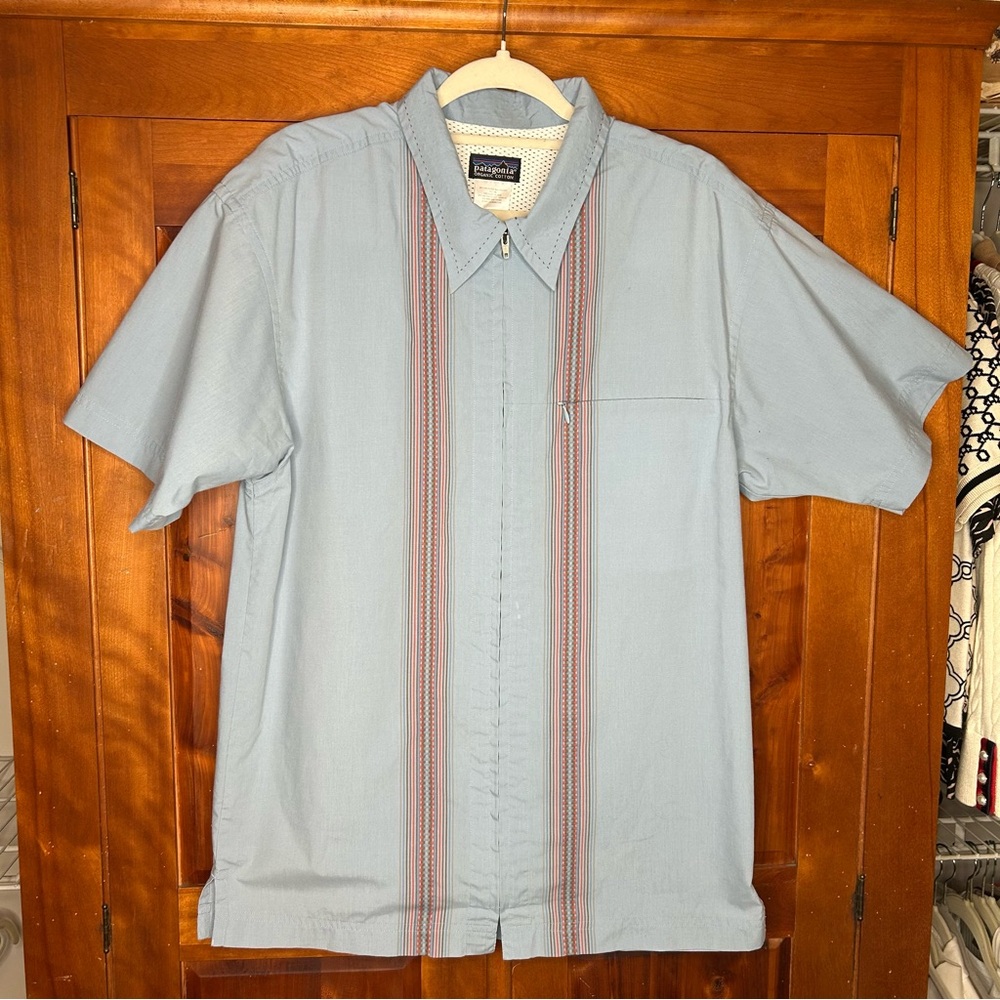 Patagonia VTG. Y2K Guayabera Cubavera Sideburn Rhythm Zip Front Shirt Bowling